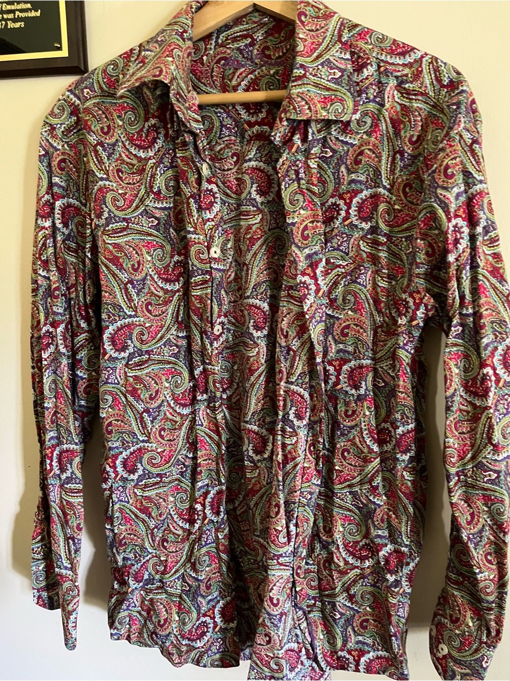 Paisley Button-Up Shirt in Red & Green